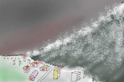 津波のイラスト