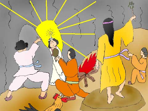 天岩戸神話のイラスト