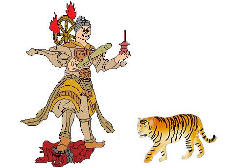 毘沙門天と虎のイラスト