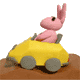 ウサギが車を運転するアニメーション