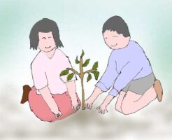 木を植えるイラスト