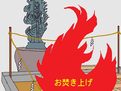 お焚き上げ供養のイラスト