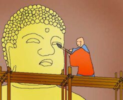 造仏供養のイラスト