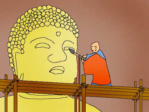 造仏供養のイラスト