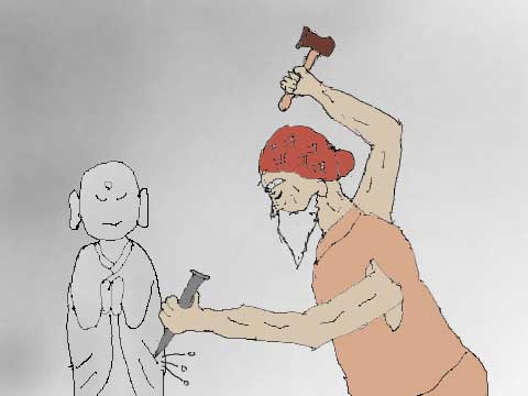 造仏供養のイラスト