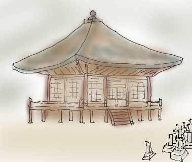 寺院墓地のイラスト